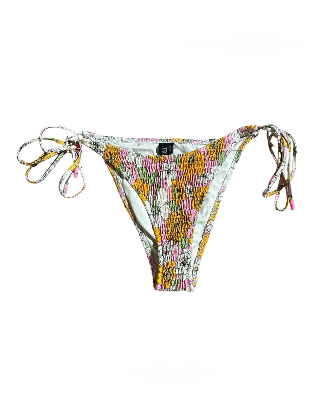 Triangl Swimwear Nude Retro Textured Bikini Bottom Floral
